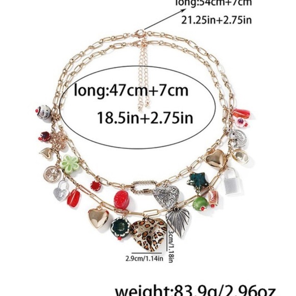 Gold Charm Necklace with Multicolor Accents - Picture 5 of 5